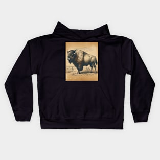 Vintage Bison Illustration Kids Hoodie